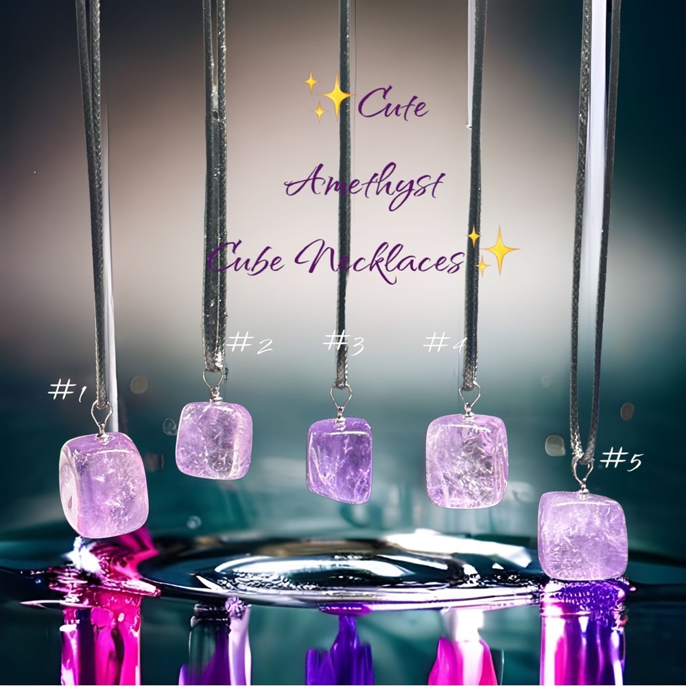 ✨Cute Amethyst Cube Necklaces✨